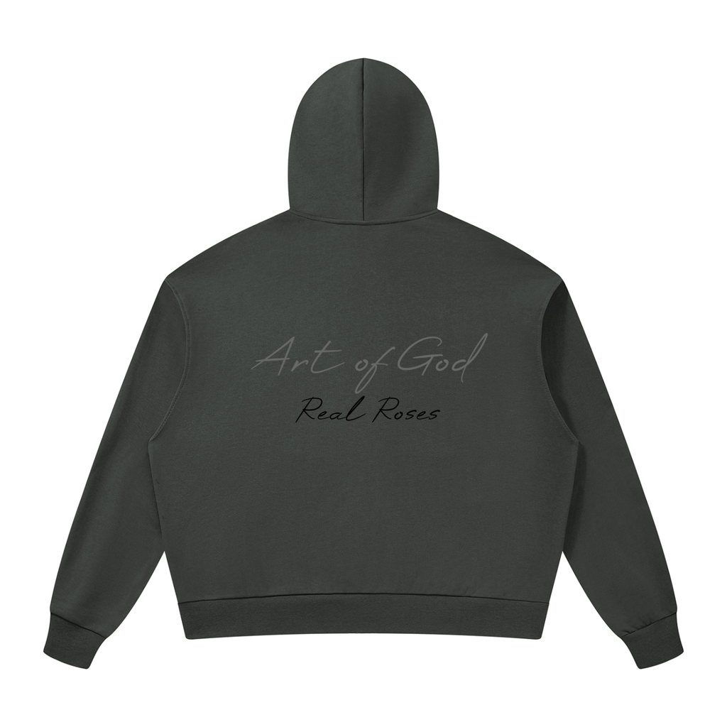 Unisex Drop Shoulder Full Zip Hoodie "Real Roses x Art of God"