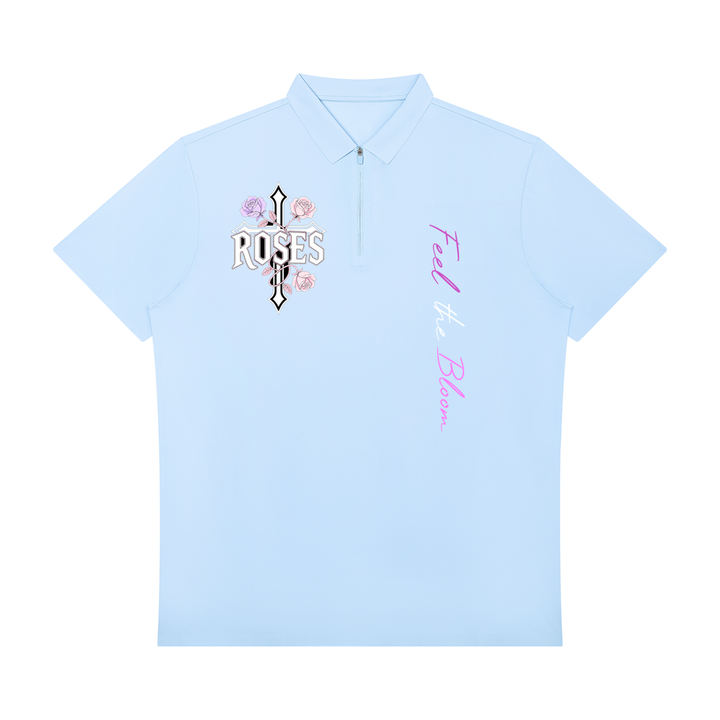 Men's Quarter-Zip Performance Polo Shirt "Real Roses x Art of God Feel the Bloom"
