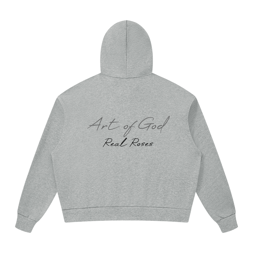Unisex Drop Shoulder Full Zip Hoodie "Real Roses x Art of God"