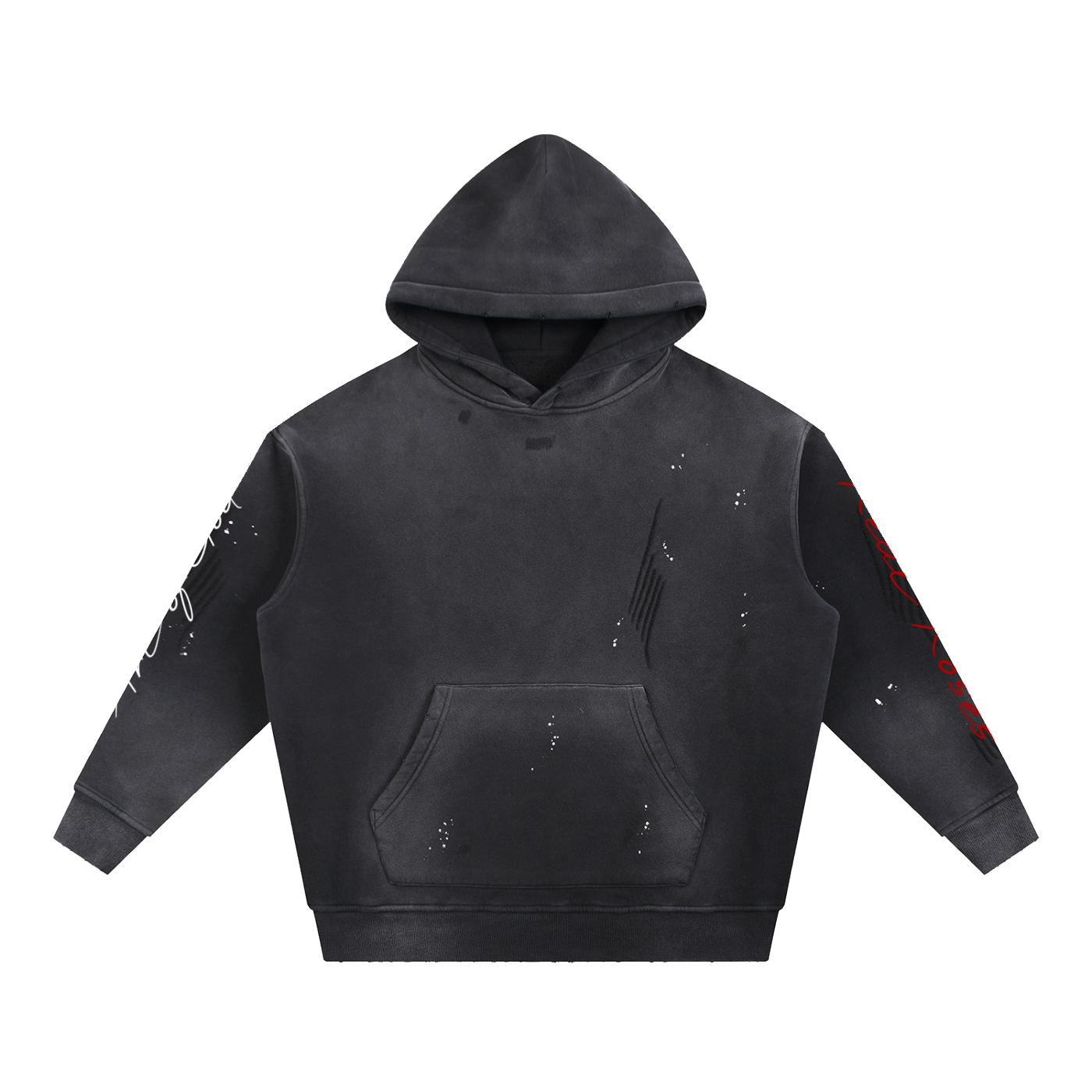 Vintage Washed Frayed Fleece Hoodie