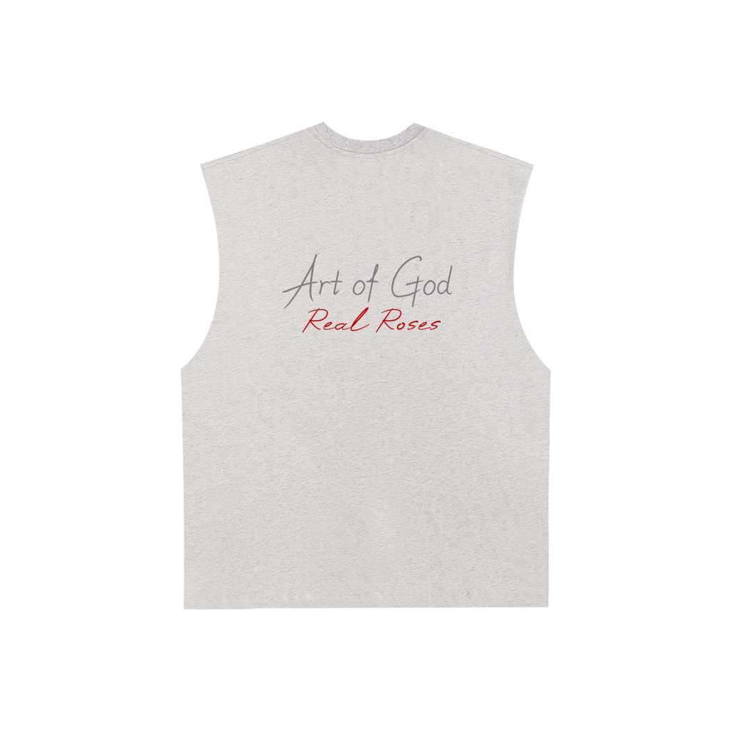 Raw Edge Cotton Tank Top "Real Roses x Art of God"