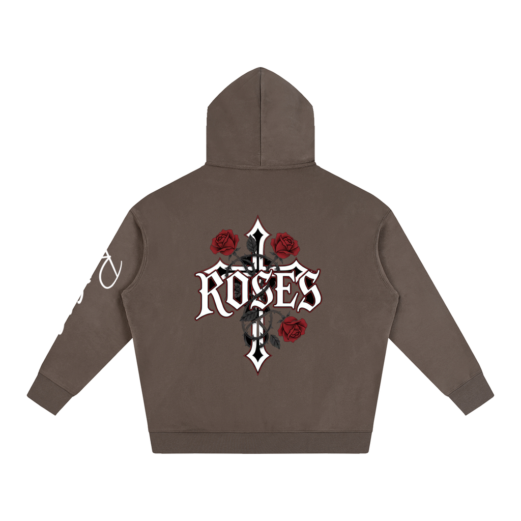 Oversize Fleeced Hoodie "Real Roses"