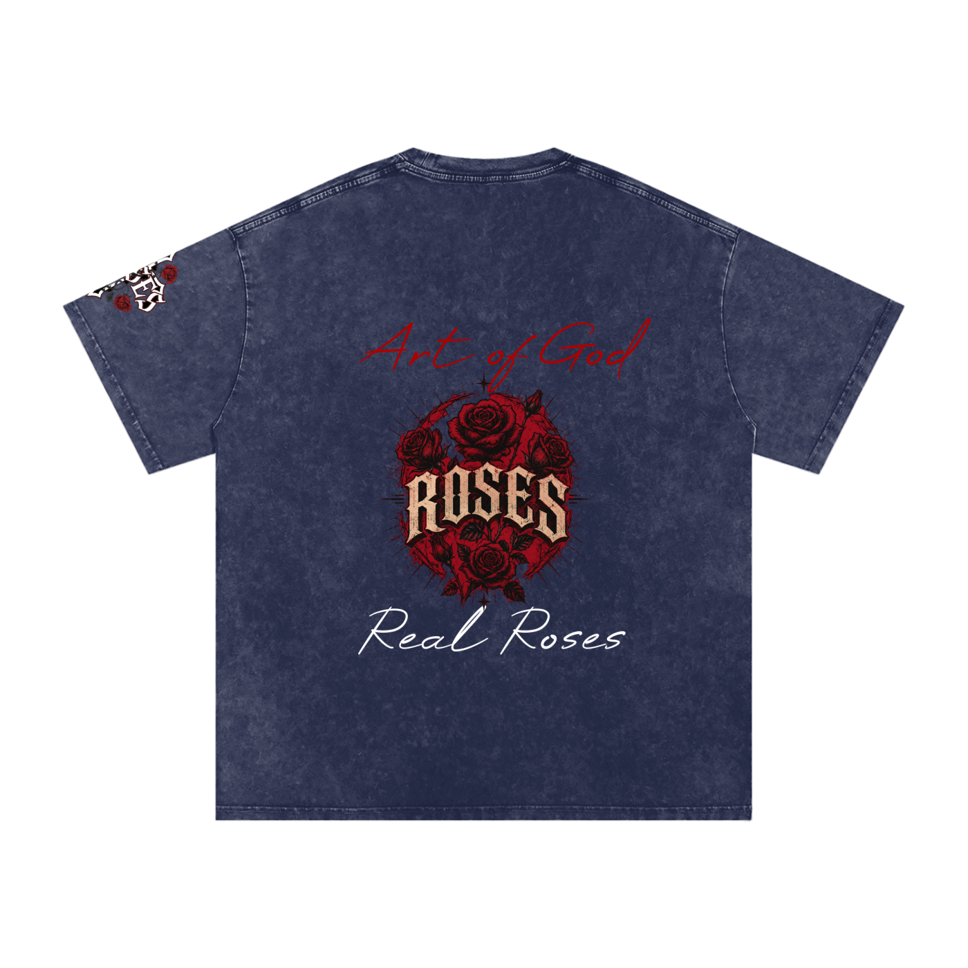 Snow Washed Oversized Cotton T-Shirt "Real Roses x Art of God"