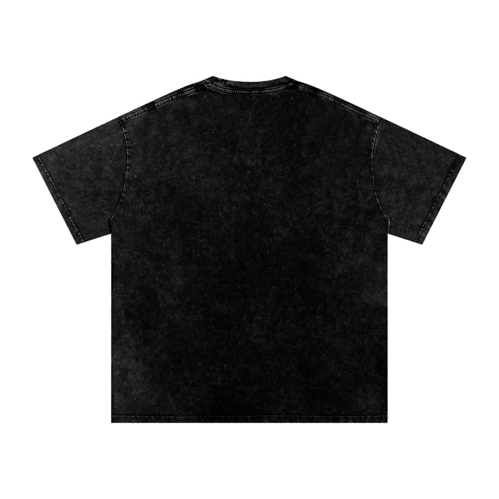 Snow Washed Oversized Cotton T-Shirt " Art of God x Real Roses x STARS"