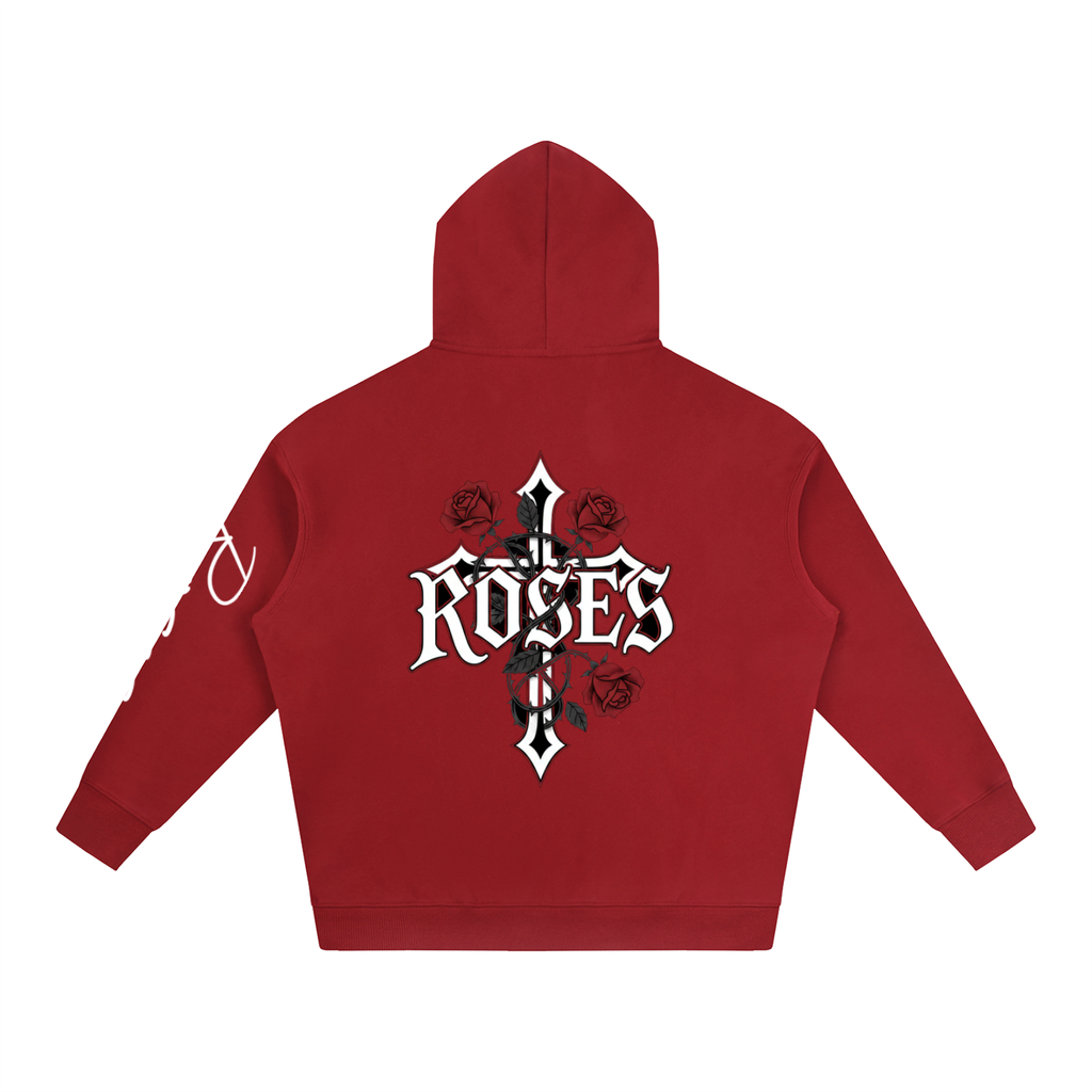 Oversize Fleeced Hoodie "Real Roses"