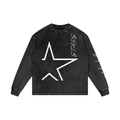 Acid Wash Oversize Long Sleeve T-Shirt "Stars Faith"