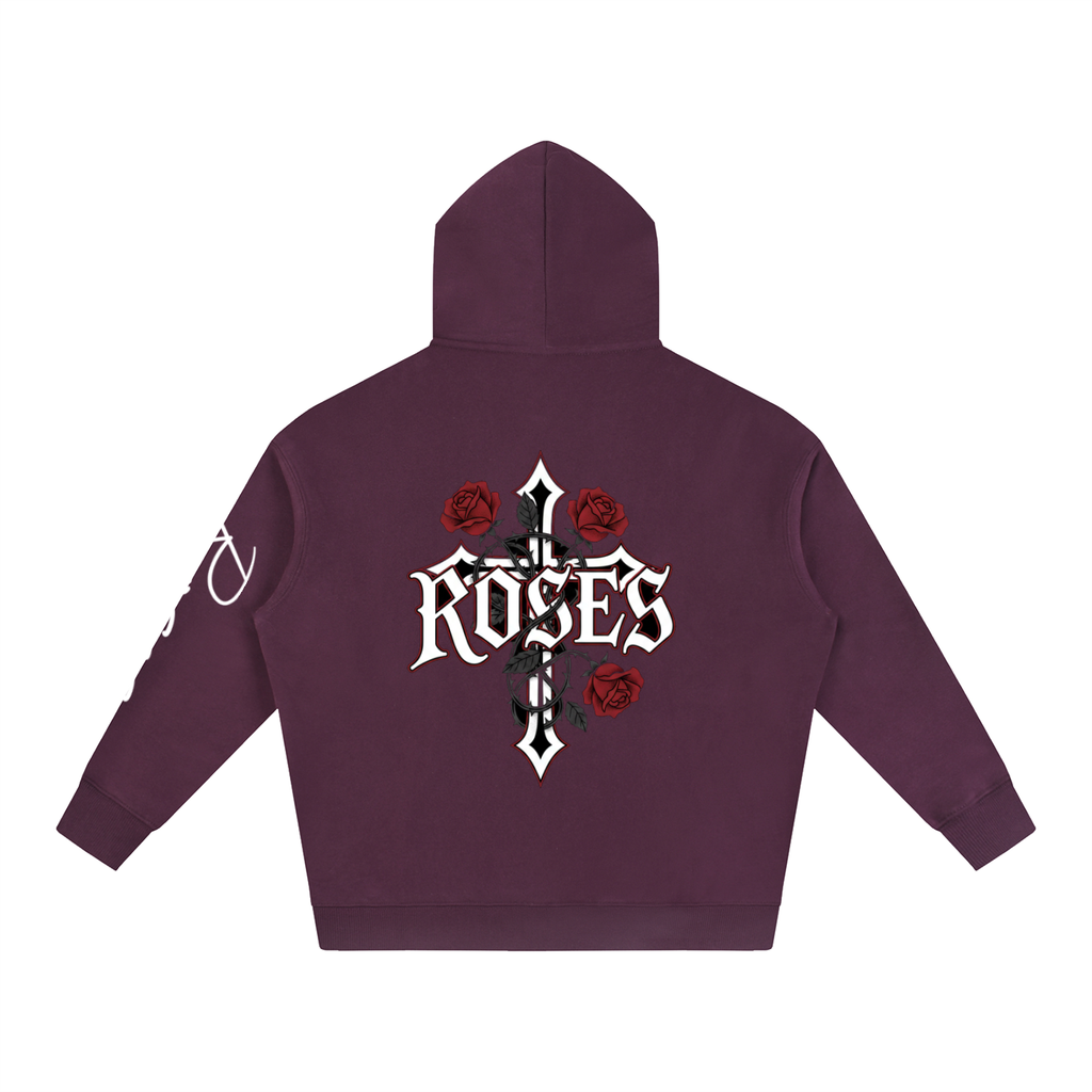 Oversize Fleeced Hoodie "Real Roses"