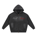 Sunfade Two-way Zipper Boxy Fleece Hoodie "Real Roses x Art of God"