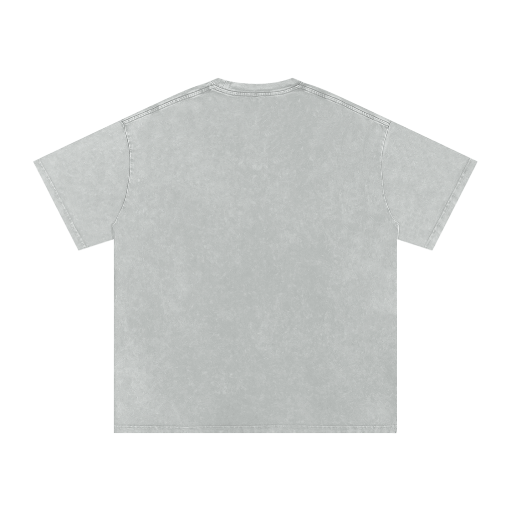Snow Washed Oversized Cotton T-Shirt "CURSE"