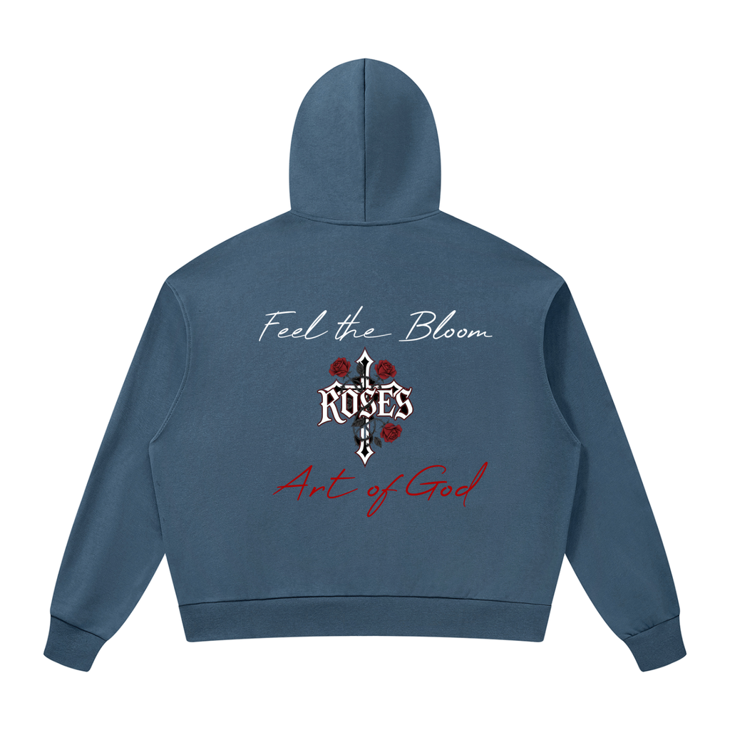 Unisex Drop Shoulder Full Zip Hoodie "Real Roses x Art of God x Feel the Bloom"