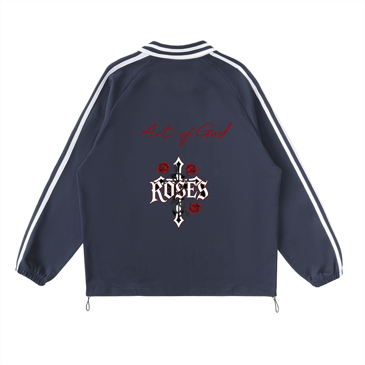 Contrast Striped Lapel Collar Sweatshirt "Real Roses x Art of God"