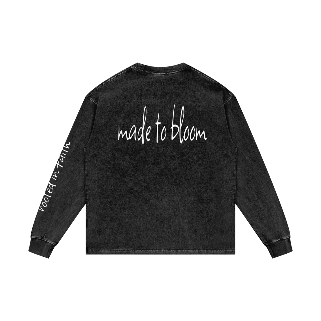 Acid Wash Oversize Long Sleeve T-Shirt "Stars Faith"