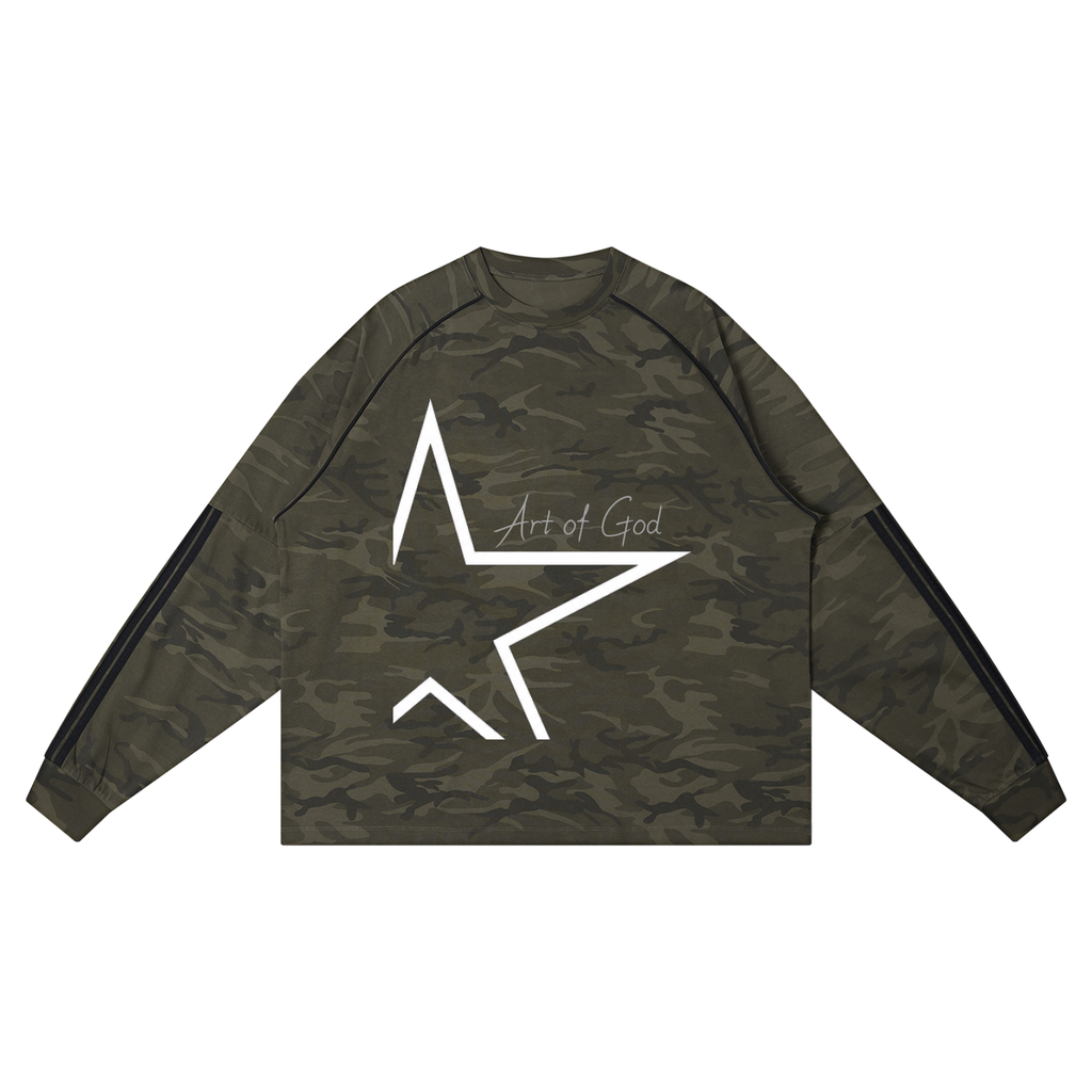Unisex Camo Loose Long Sleeve T-Shirt "Art of God x STARS"