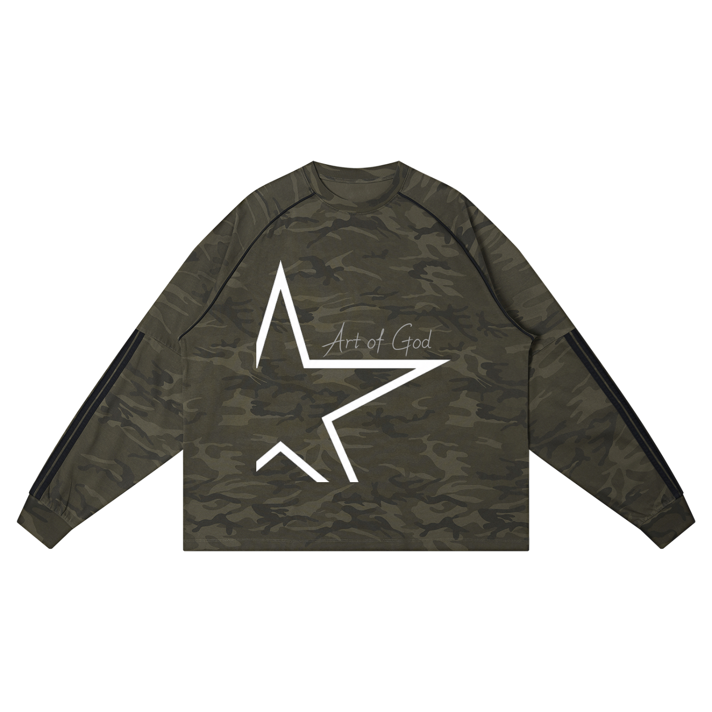 Unisex Camo Loose Long Sleeve T-Shirt "Art of God x STARS"