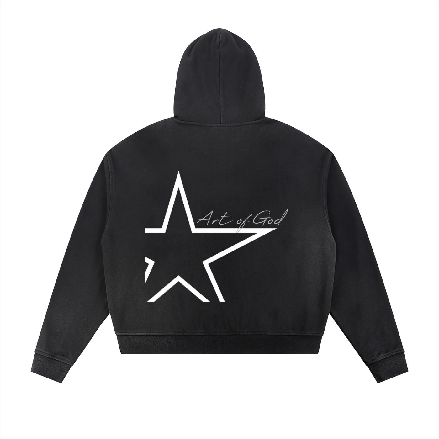 Sun Fade Frayed Raw Edge Fleece Zip Hoodie " Real Roses x Art of God"