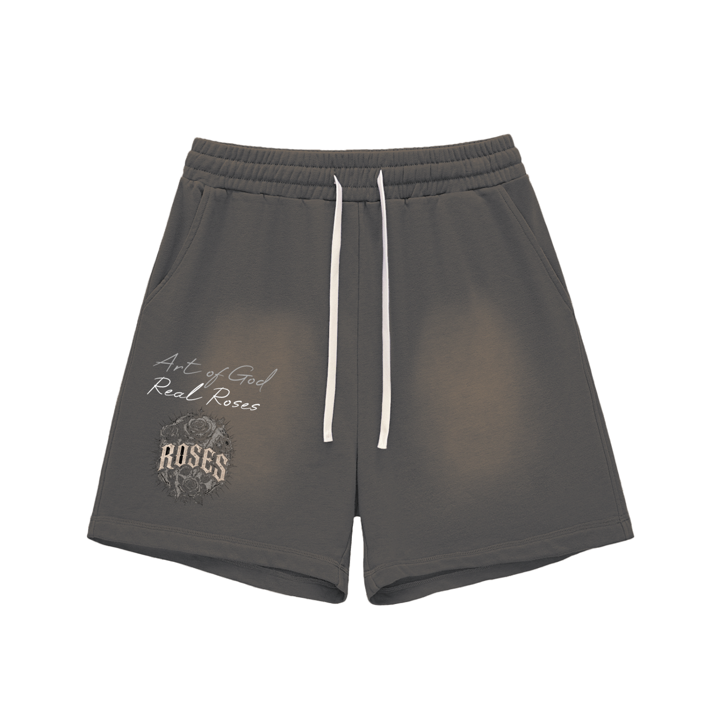 Sun Fade Raw Edge Cotton Shorts "ROSES"