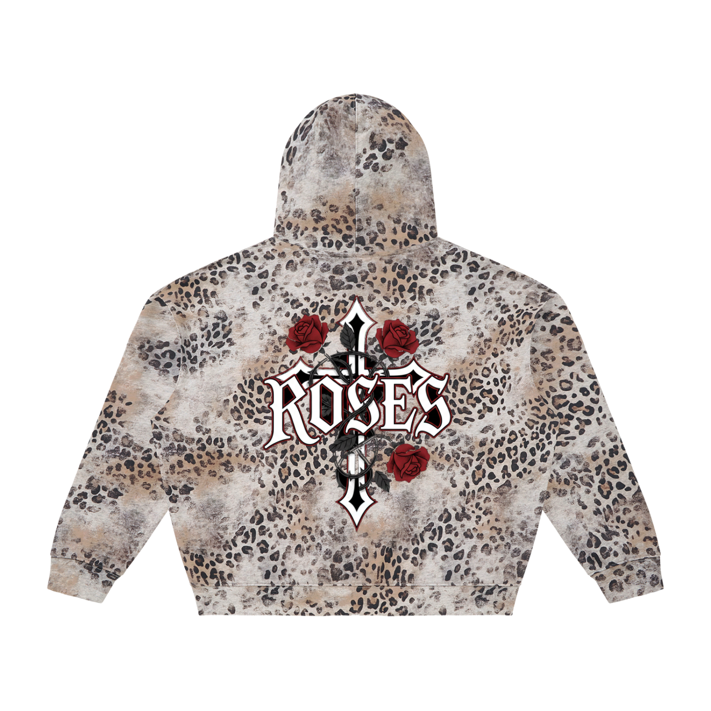 Unisex Vintage Wash Leopard Full Zip Hoodie "Real Roses x Art of God"
