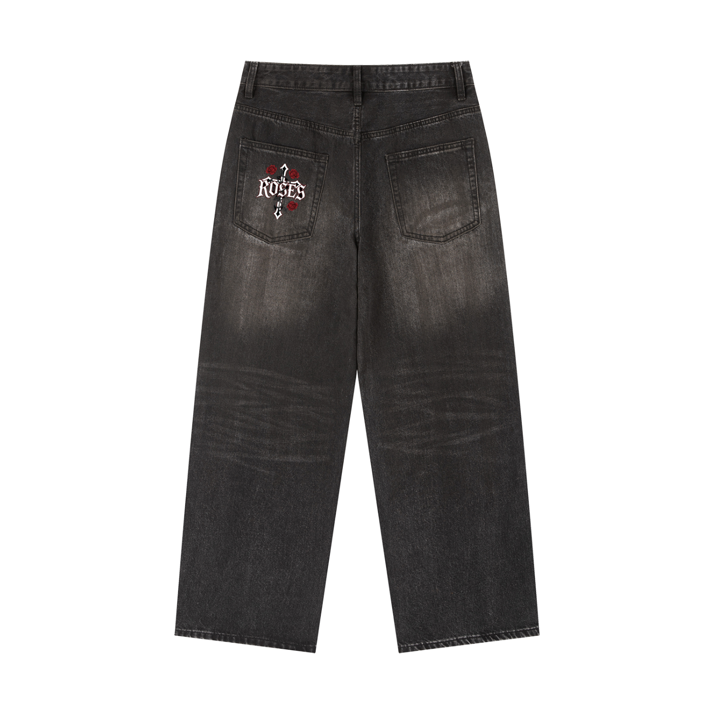 Vintage Wash Heavyweight Denim Jeans "Art of God x Real Roses"