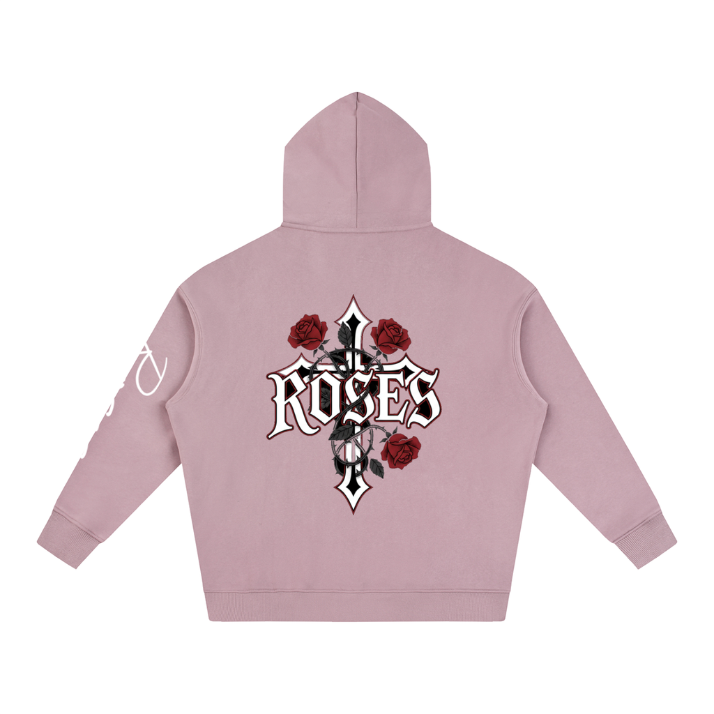 Oversize Fleeced Hoodie "Real Roses"