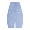 Vertical Stripe Drawstring Barrel Pants "Feel the Rose"