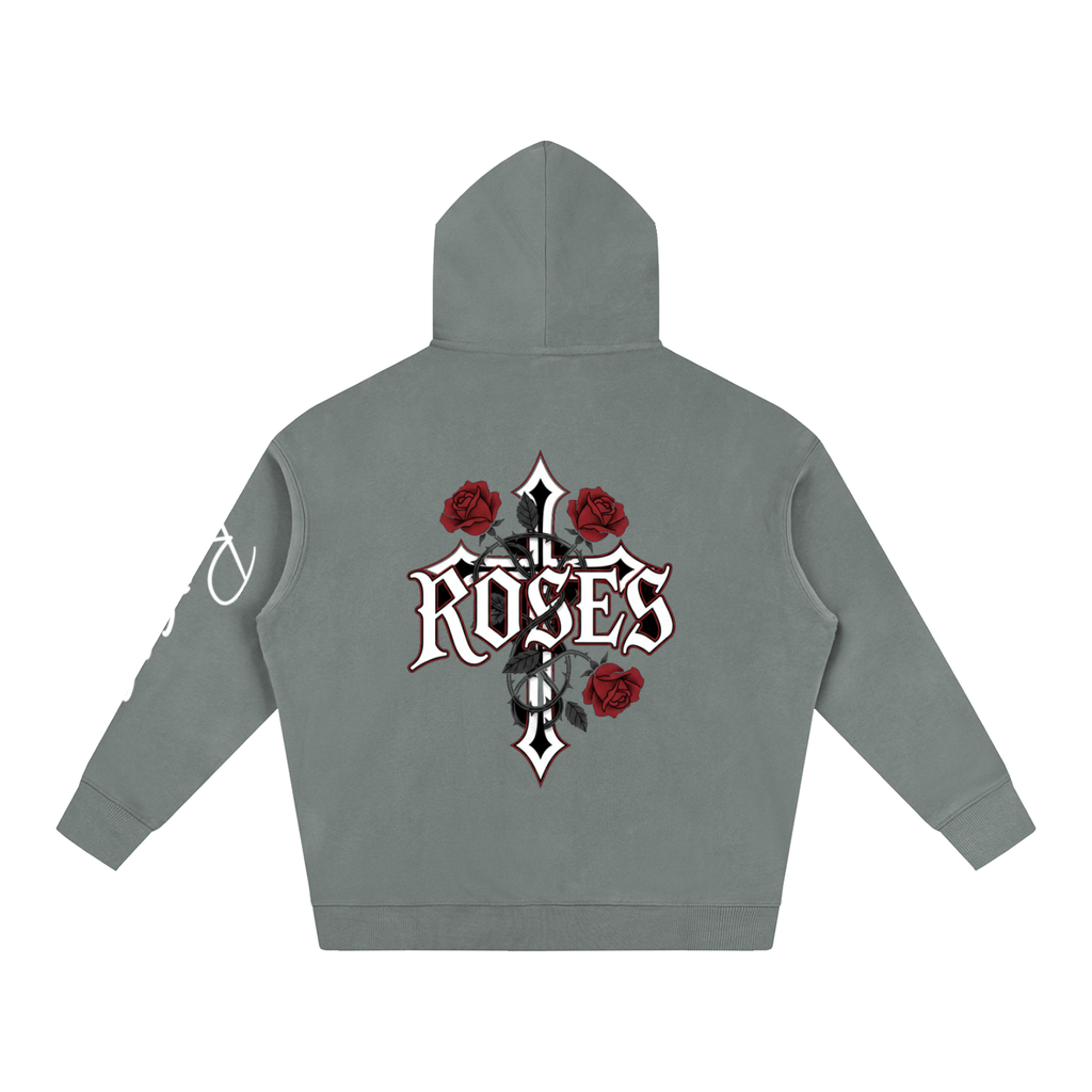 Oversize Fleeced Hoodie "Real Roses"