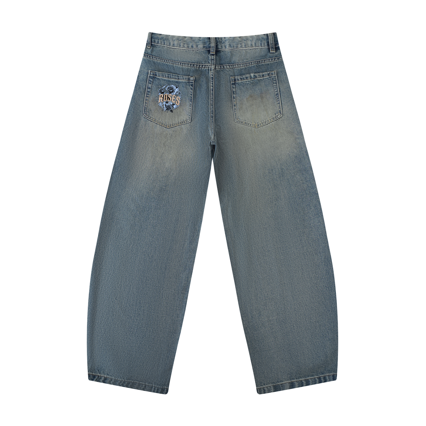 Men's Distressed Barrel Leg Jeans "Real Roses x Art of God"