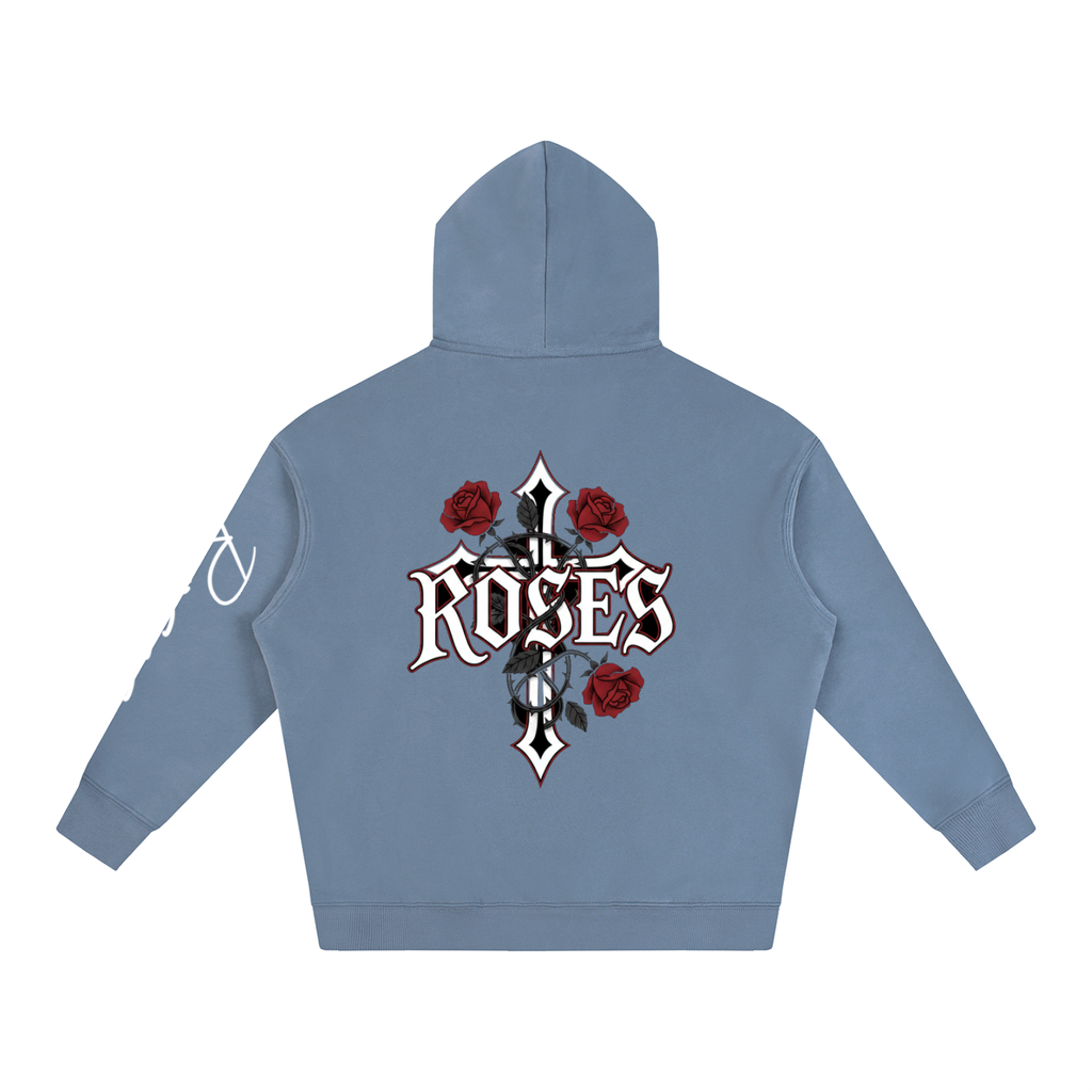 Oversize Fleeced Hoodie "Real Roses"