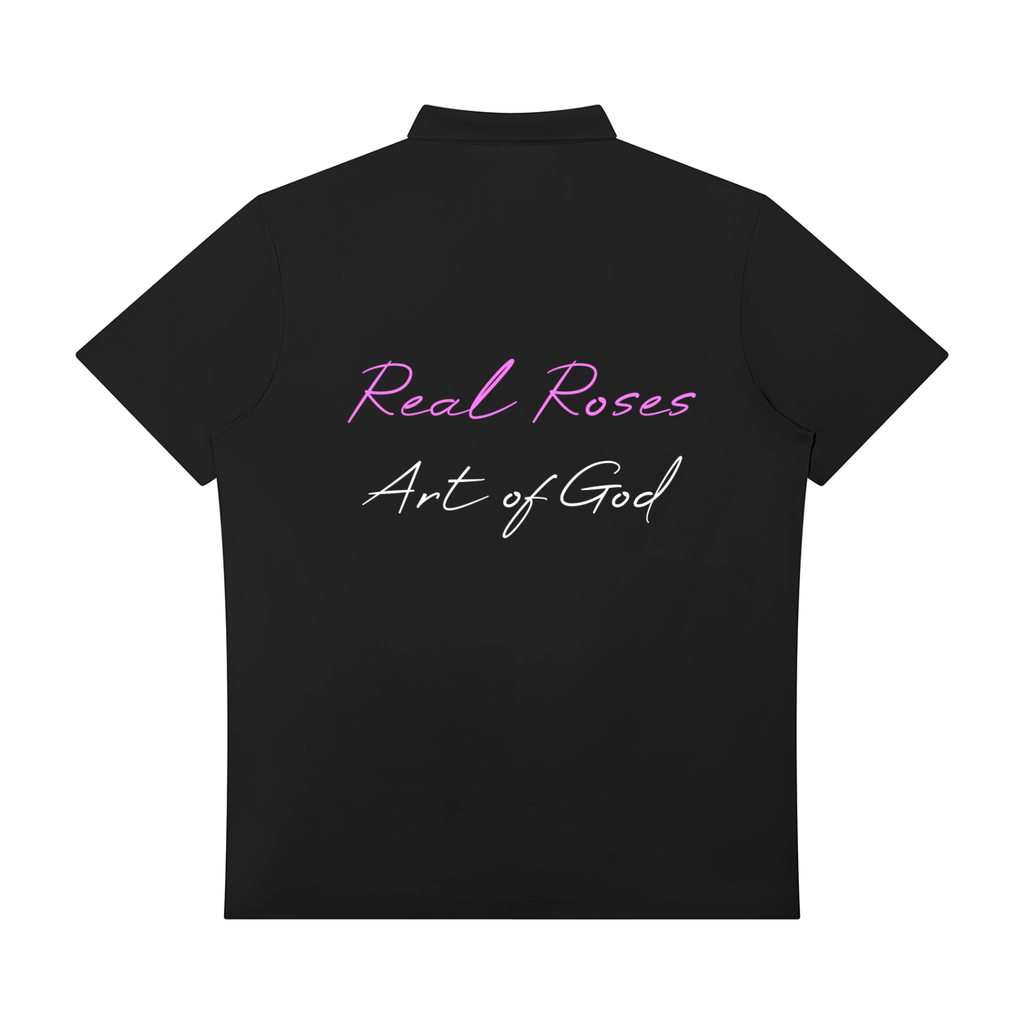Men's Quarter-Zip Performance Polo Shirt "Real Roses x Art of God Feel the Bloom"