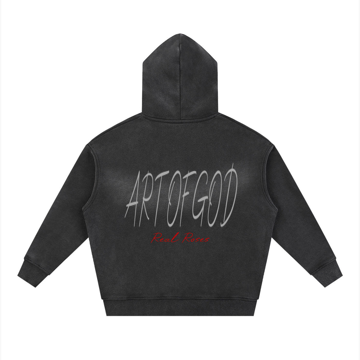 Sunfade Two-way Zipper Boxy Fleece Hoodie "Real Roses x Art of God"