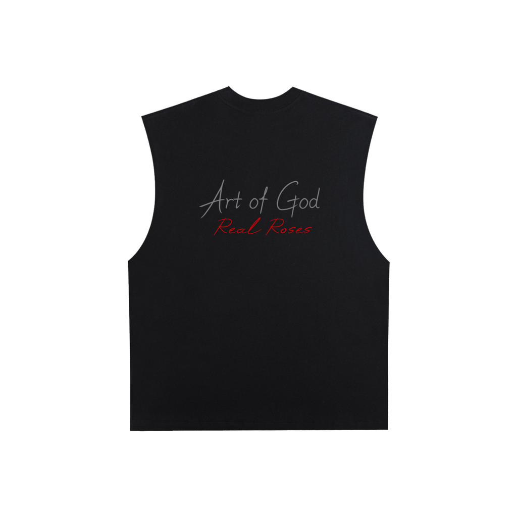 Raw Edge Cotton Tank Top "Real Roses x Art of God"