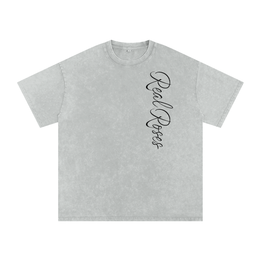 Snow Washed Oversized Cotton T-Shirt "CURSE"