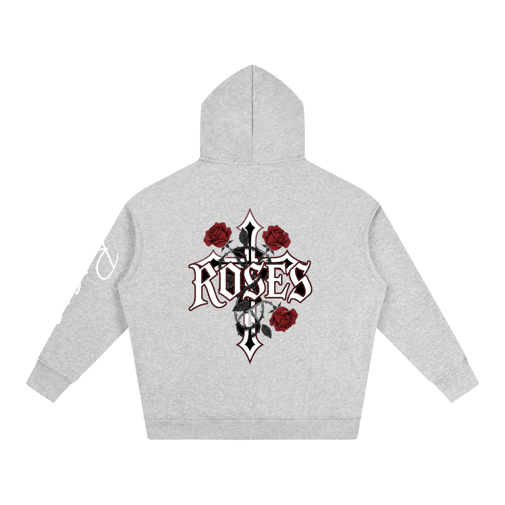 Oversize Fleeced Hoodie "Real Roses"