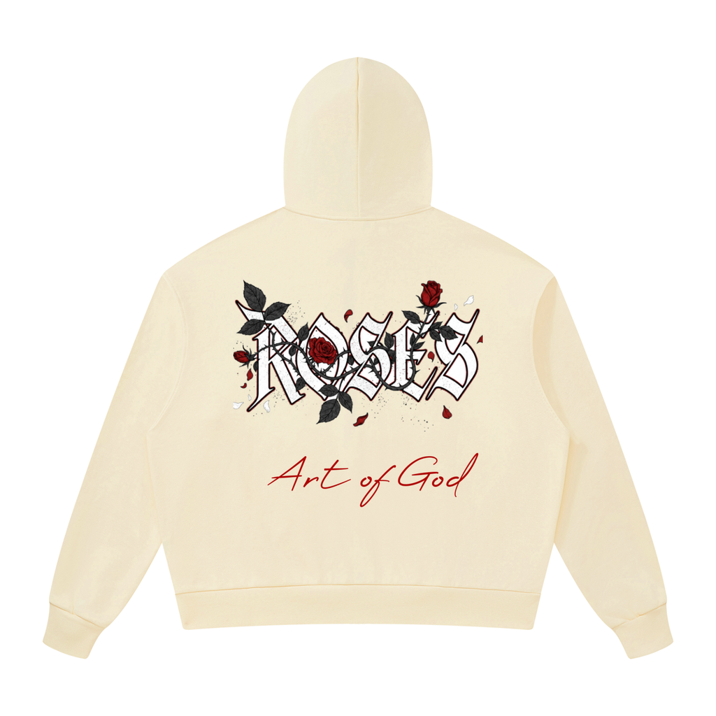Unisex Drop Shoulder Full Zip Hoodie "Real Roses x Art of God"