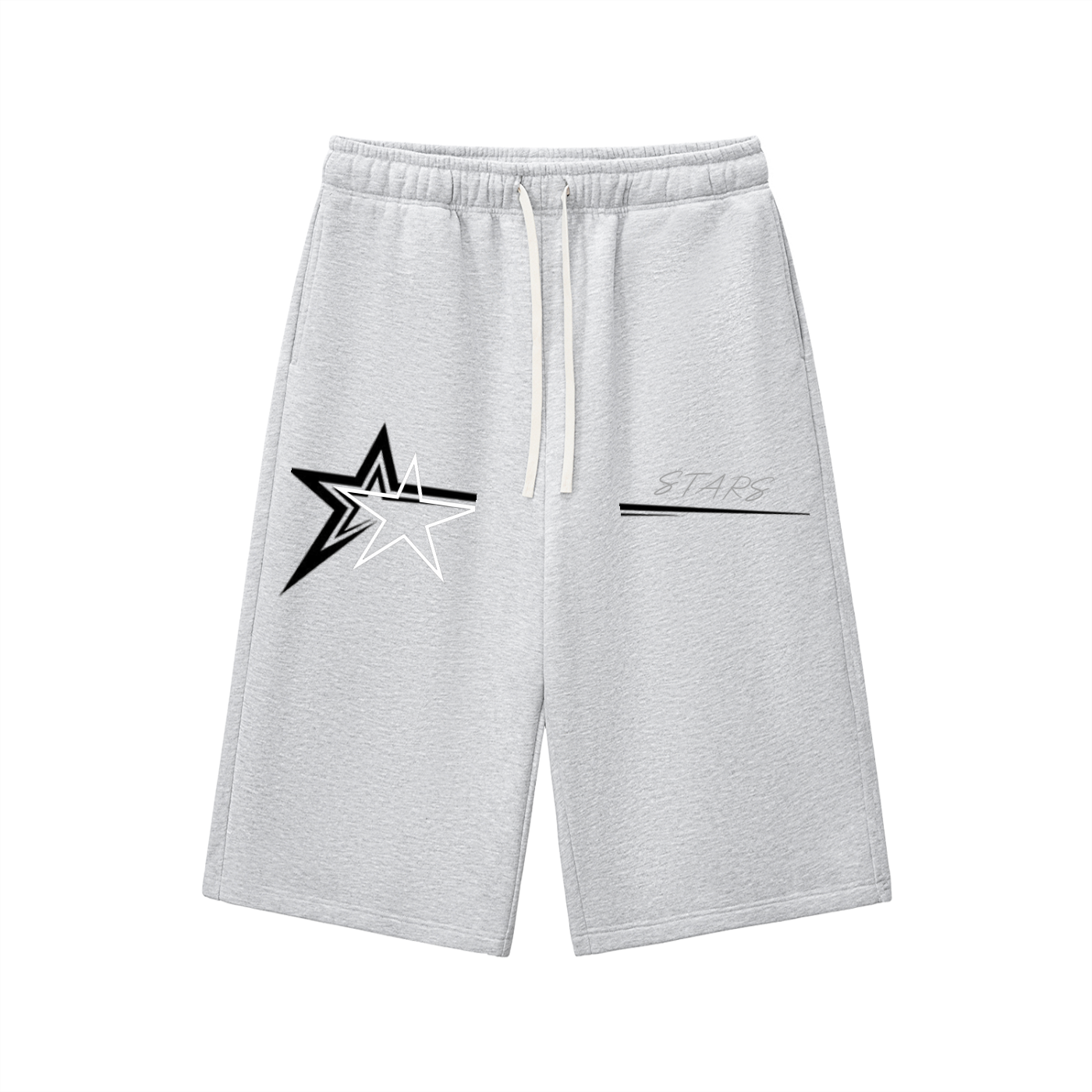 Relaxed Drawstring Three-quarter Sweatpants "DOUBLES"