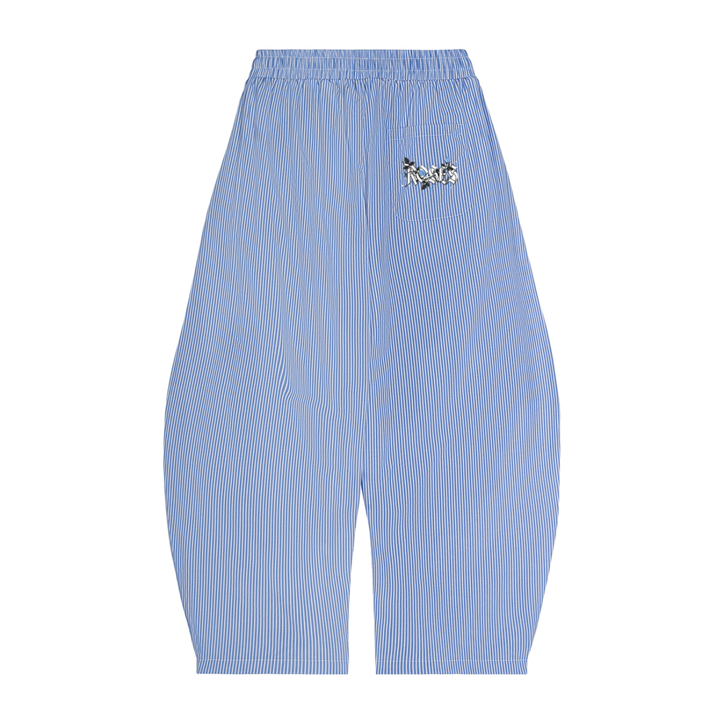 Vertical Stripe Drawstring Barrel Pants "Feel the Rose"