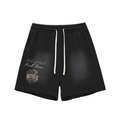 Sun Fade Raw Edge Cotton Shorts "Art of God x Real Roses"
